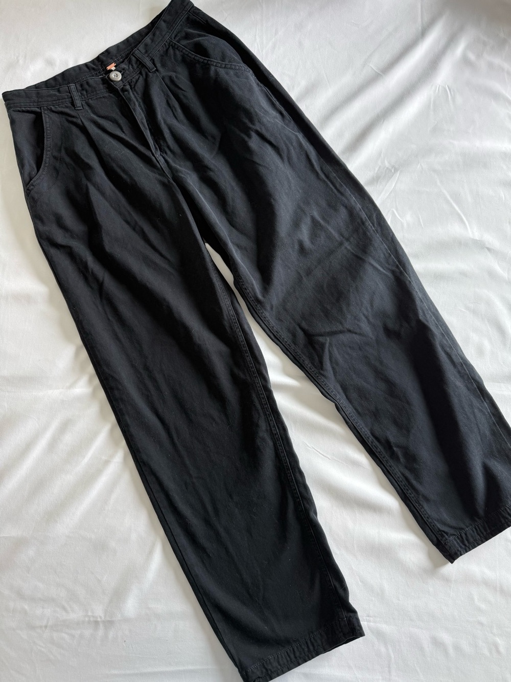 Free People Black High-Rise pleated Wide-Leg Trousers